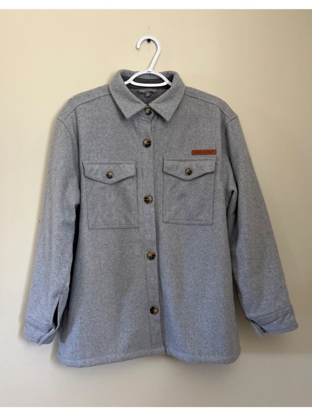 Simply Southern Womens Small Button Closure Sherpa Lined Sherpa Shacket